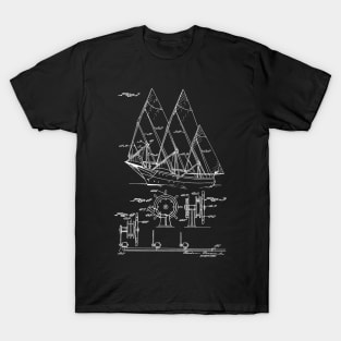 Sailing Boat Vintage Patent Hand Drawing T-Shirt